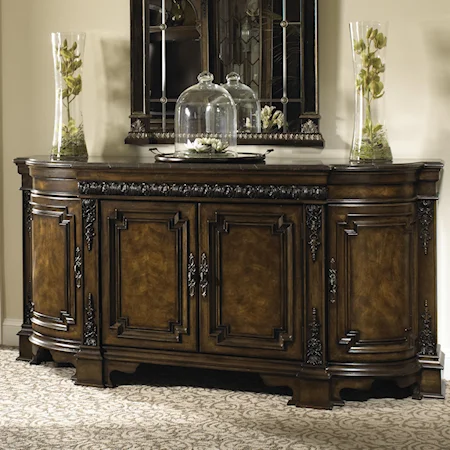 Formal Dining Credenza  with Marble Top and Silverware Storage
